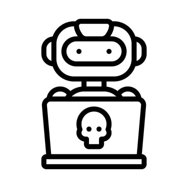 Ai Hacker düz simgesi, vektör illüstrasyonu 