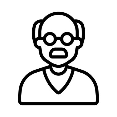 Yaşlı Adam web simgesi düz tasarım, vektör illüstrasyonu