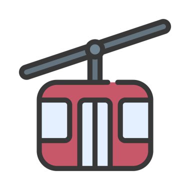 Gondol düz simgesi, vektör illüstrasyonu 