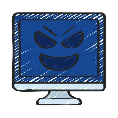 Şeytani Bilgisayar Web simgesi vektör illüstrasyonu