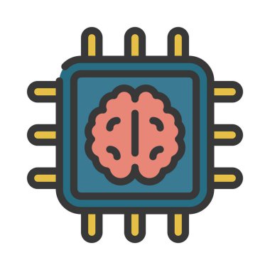 İşlemci Beyin simgesi, işlemci simgesi, vektör illüstrasyonu 