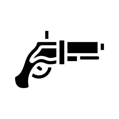 Retro Pistol Gun web simgesi vektör illüstrasyonu