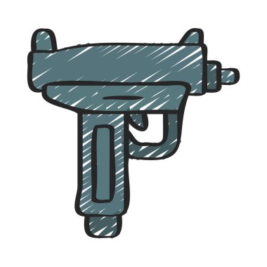 Mini Uzi düz simgesi, vektör illüstrasyonu 