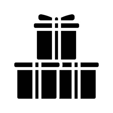 Şimdiki Kutular Yığılmış düz simge, vektör illüstrasyonu 