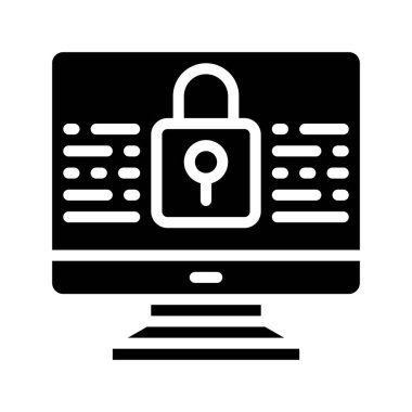 Bilgisayar Şifreleme simgesi, vektör illüstrasyonu 