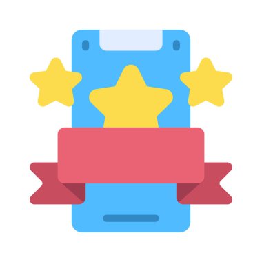 Stars Ribbon Mobil Web ikonu vektör çizimi