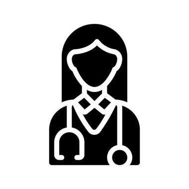 Kadın Doktor Web simgesi vektör illüstrasyonu