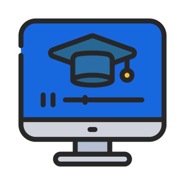 Çevrimiçi Pist Bilgisayar simgesi, vektör illüstrasyonu 