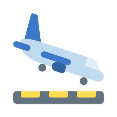 Uçak İniş simgesi, vektör illüstrasyonu