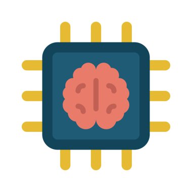 İşlemci Beyin simgesi, işlemci simgesi, vektör illüstrasyonu 