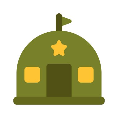 Ordu çadır simgesi, vektör illüstrasyonu 