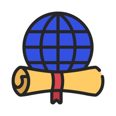 İnternet Diploma simgesi, vektör illüstrasyonu 