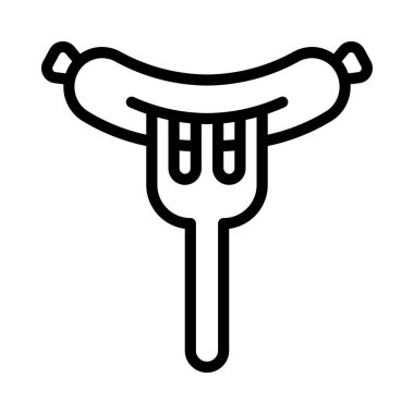 Sosis Ağı ikon vektör illüstrasyonunda çatal