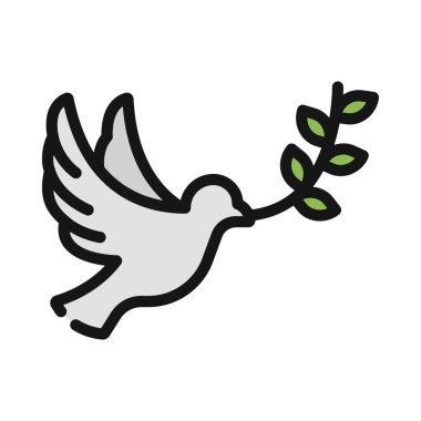 Zeytin dalı Web Simgesi Çizimi ile Güvercin