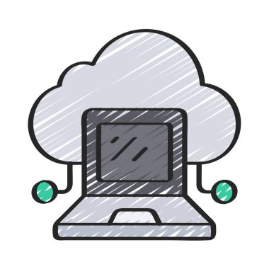 Bulut Bilgisayar simgesi, vektör illüstrasyonu 