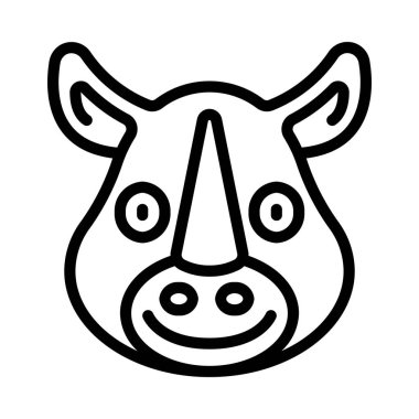 izole edilmiş şirin çizgi film gergedan vektör çizimi tasarımı