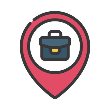 Şirket veya bavul Konum ikon vektör çizimi 