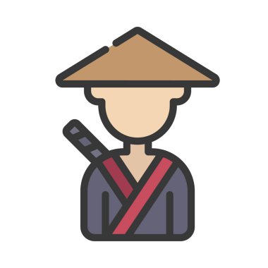 Japon Şapka Ninja simgesi, vektör illüstrasyonu