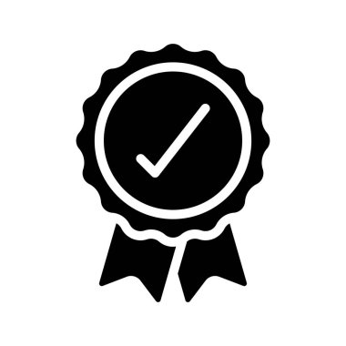 Onaylanmış Kurdele Web simgesi vektör illüstrasyonu