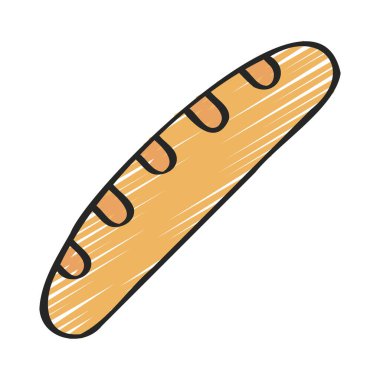 yemek, ekmek baget simgesi, düz stil