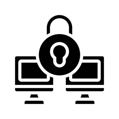 Güvenli Bilgisayar Ağı simgesi, vektör illüstrasyonu 