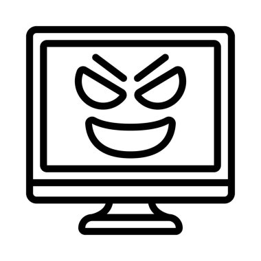 Şeytani Bilgisayar Web simgesi vektör illüstrasyonu