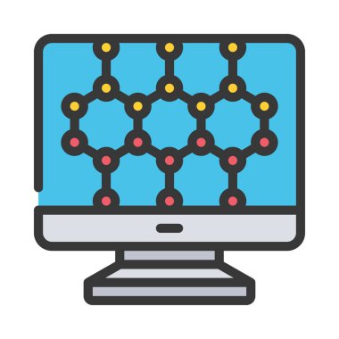 Bilgisayar Nanoteknoloji simgesi, vektör illüstrasyonu 