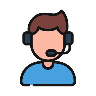 Müşteri Desteği Web simgesi vektör illüstrasyonu