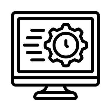 Hızlı Zaman Bilgisayar simgesi, vektör illüstrasyonu  