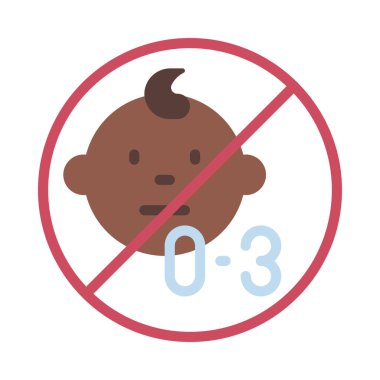 Üç Simgenin Altında Çocuk Yok Basit Vektör İllüstrasyonu