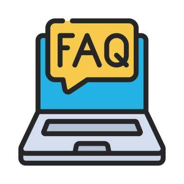 SSS İleti Laptop simgesi, vektör illüstrasyonu 