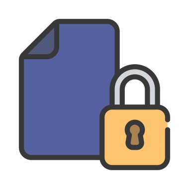 Kilitli Belge simgesi, vektör illüstrasyonu 