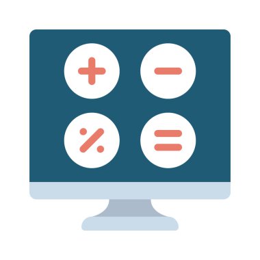 Matematik Bilgisayar simgesi, vektör illüstrasyonu 