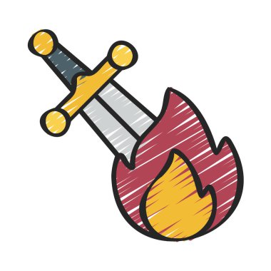 karikatür kılıcı ve meşale