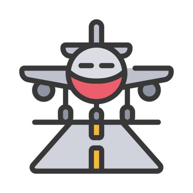 Uçak İniş simgesi, vektör illüstrasyonu