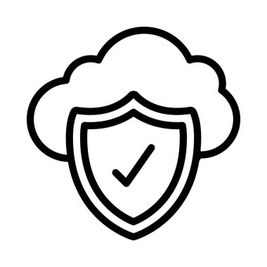 Güvenli Bulut Simgesi Basit Vektör İllüstrasyonu