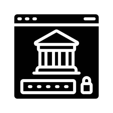 Çevrimiçi Bankacılık Giriş simgesi, vektör illüstrasyonu