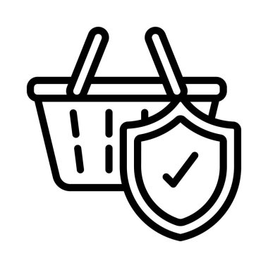 Korumalı Sepet ikonu vektör illüstrasyon tasarımı
