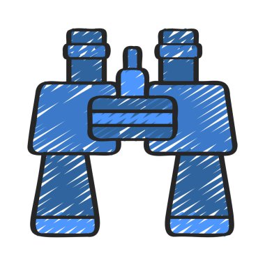 beyaz arkaplanda izole edilmiş dürbün simgesi, vektör illüstrasyonu 