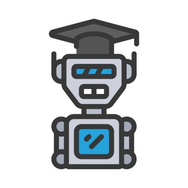 Robot simgesi, vektör illüstrasyonu basit tasarım