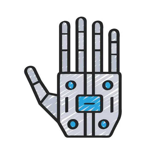 Robot el ikonu, çizgi film tarzı. Robot El