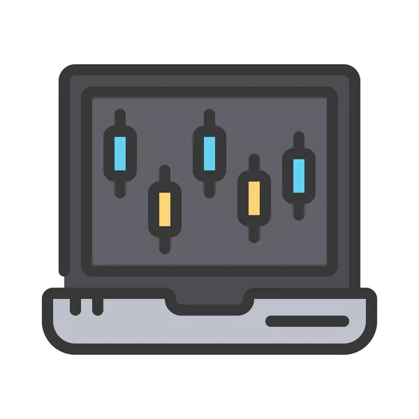 Ikona Laptop Stock Market Vektorová Ilustrace — Stockový vektor