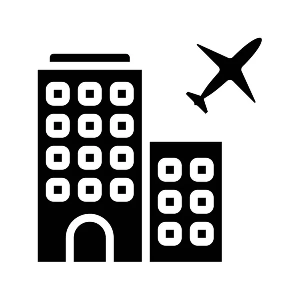 Ilustração Vetor Ícone Edifício Hotel Aeroporto —  Vetores de Stock