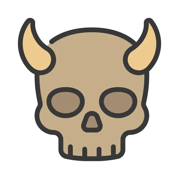 Horned Skull Icon Vector Illustration — Stock Vector