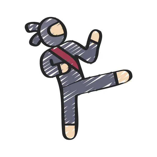 Ilustracja Wektora Strony Ninja Kick — Wektor stockowy