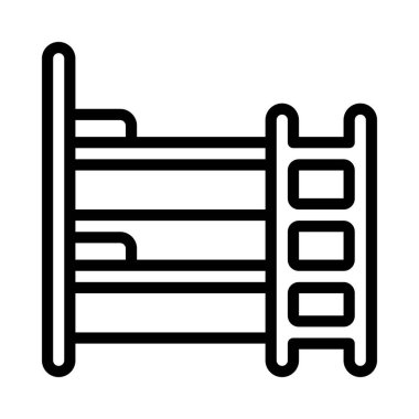 Bunk Yatak Simgesi Basit Vektör İllüstrasyonu