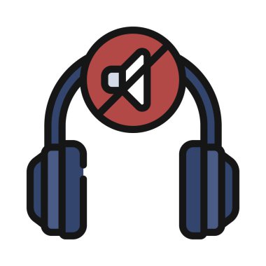 Ses İptal edilen kulaklık simgesi, vektör illüstrasyonu 