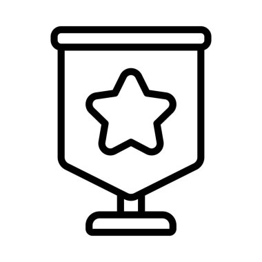 Flag Stand Banner web simgesi düz tasarım, vektör illüstrasyonu