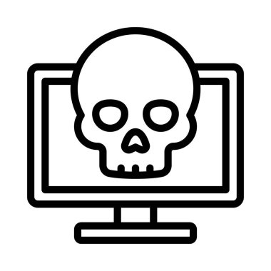 kafatası, satır simgesi olan bilgisayar monitörü