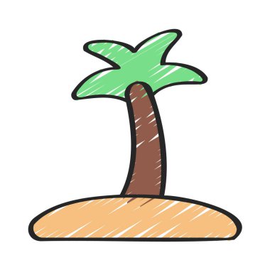 Palm Tree Plajı Web ikonu vektör illüstrasyonu